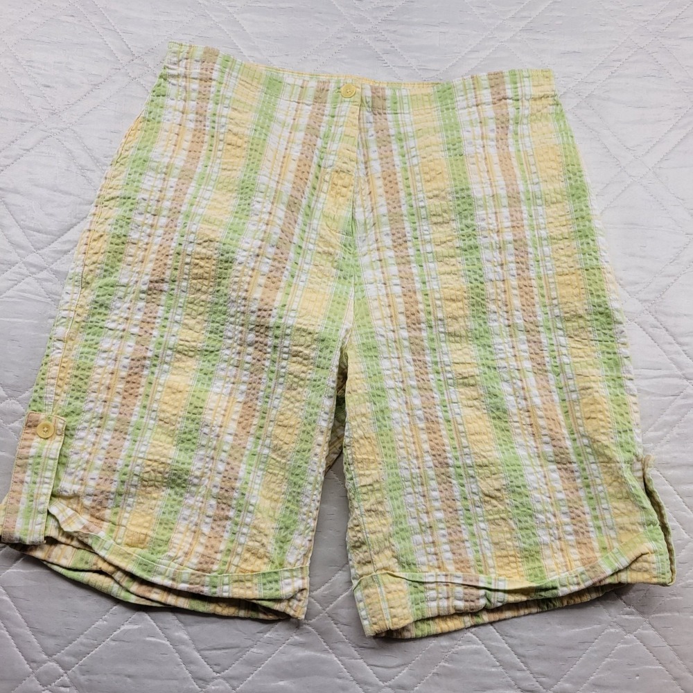 Denim‎ & Co multicolored plaid textured shorts size L